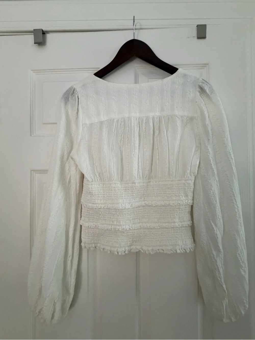 Free People Ivory Smocked Peasant Blouse